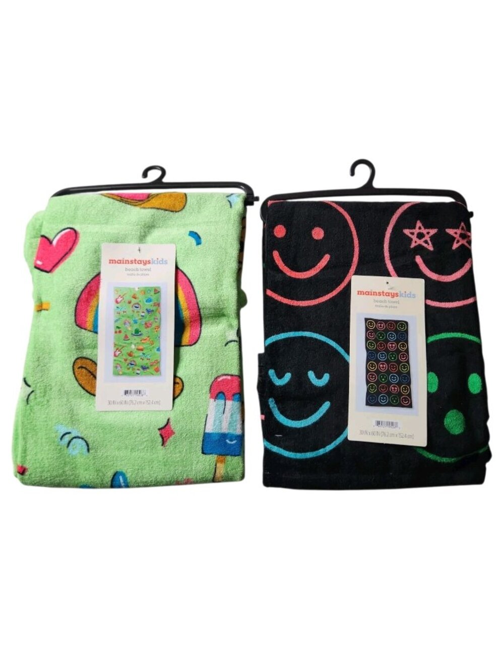 Mainstays Kids Beach Towels Smiley Face And Fun Tacos Food Summer Pool Towels